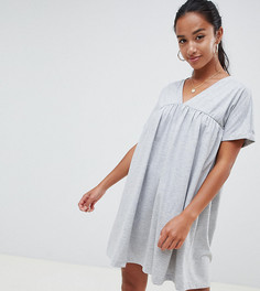 Хлопковое свободное платье ASOS DESIGN Petite Ultimate - Серый