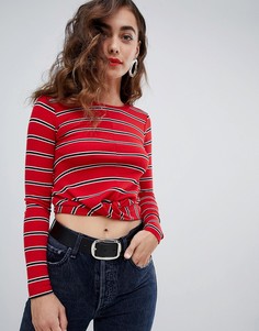 Топ в полоску с перекрученной отделкой New Look - Красный