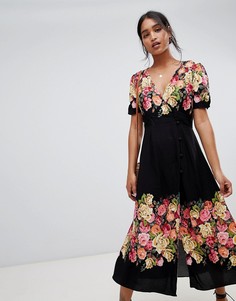 Платье миди с цветочным принтом Free People Jaimie - Черный