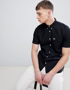 Черная оксфордская рубашка с короткими рукавами Fred Perry - Черный