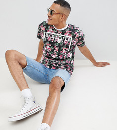 Футболка с цветочным принтом и надписью Paradise Jacamo TALL - Белый