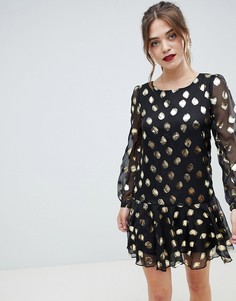 Платье в горошек металлик Glamorous - Черный