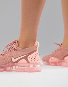 Розовые кроссовки Nike Running Vapormax Flyknit - Розовый