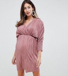 Плиссированное платье мини с рукавами летучая мышь ASOS DESIGN Maternity - Розовый
