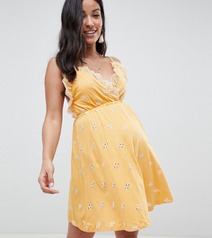 Сарафан мини с вышивкой ришелье ASOS DESIGN Maternity - Желтый