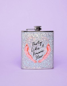 Плоская фляжка Skinnydip Party Like A Prawn Star - Серебряный