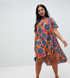 Свободное платье с принтом в стиле ретро AX Paris Plus - Мульти