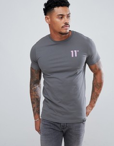 Серая обтягивающая футболка с логотипом 11 Degrees - Серый