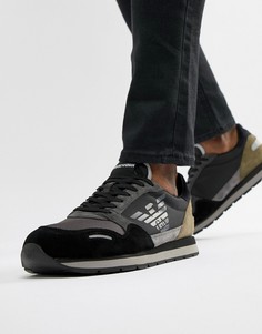 Черные кроссовки для бега с логотипом Emporio Armani - Черный