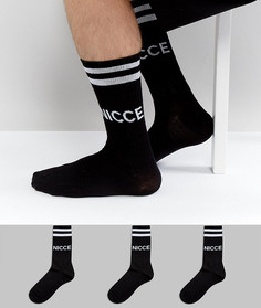 3 пары черных носков с логотипом Nicce - Черный