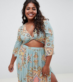 Пляжный топ с принтом пейсли и завязкой спереди ASOS DESIGN curve - Мульти