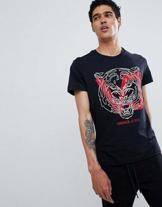 Черная футболка с принтом тигра и логотипом Versace Jeans - Черный