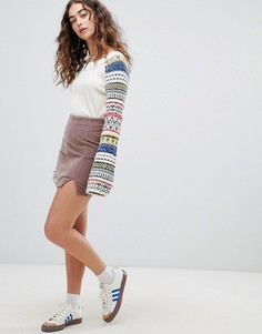 Джинсовая мини-юбка Free People Modern Femme - Бежевый