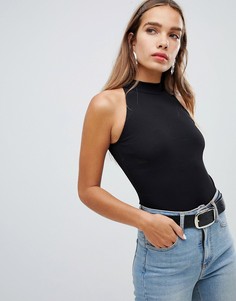 Боди в рубчик с высоким воротом New Look - Черный