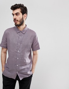 Сиреневая льняная рубашка с короткими рукавами PS Paul Smith - Фиолетовый