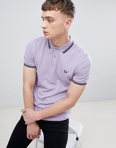 Сиреневое поло с двойным кантом Fred Perry - Фиолетовый