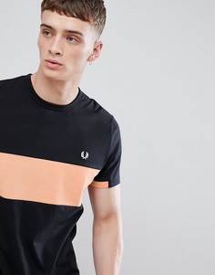 Темно-синяя футболка со вставкой на груди Fred Perry - Темно-синий