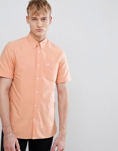 Оксфордская рубашка абрикосового цвета с короткими рукавами Fred Perry - Оранжевый