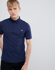 Темно-синяя футболка-поло с тканым воротником Fred Perry - Темно-синий