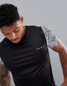 Футболка с ацтекским узором на рукавах ASOS 4505 - Черный