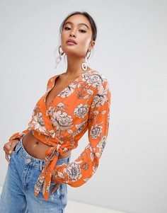 Блузка с запахом и цветочным принтом Miss Selfridge - Мульти