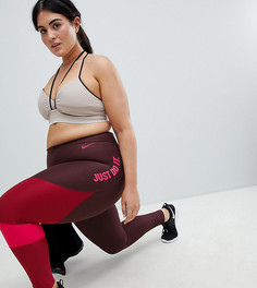 Бордовые леггинсы колор блок Nike Training Plus Power - Красный