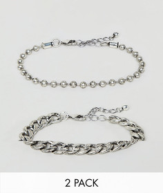 Серебристые браслеты-цепочки DesignB, 2 шт. в комплекте - Серебряный