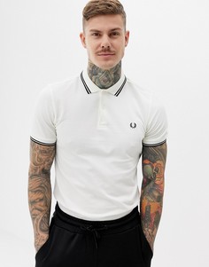 Серо-белое поло с контрастной отделкой Fred Perry - Белый