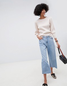 Джемпер с широкими манжетами и вырезом-лодочкой Selected Femme - Бежевый