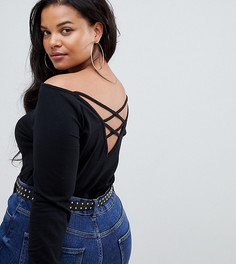 Лонгслив с решетчатой спинкой ASOS DESIGN Curve - Черный