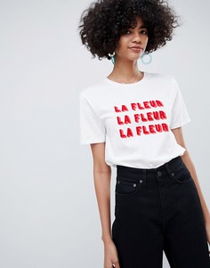 Платье с принтом надписи Selected Femme - Белый