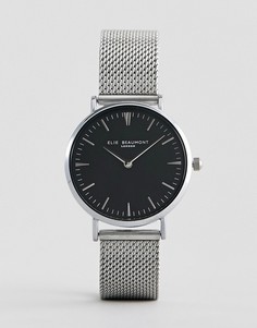Черные часы с серебристым сетчатым ремешком Elie Beaumont - Серебряный