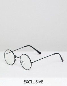 Черные очки с прозрачными стеклами Reclaimed Vintage Inspired - Черный