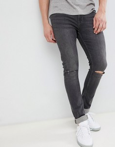 Темно-серые джинсы скинни с прорехами на коленях Jack & Jones - Серый