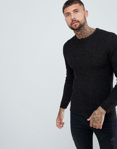Черный меланжевый фактурный джемпер River Island - Черный