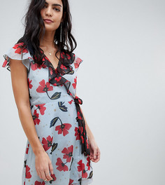Эксклюзивное платье мини в стиле колор блок с цветочным принтом Lily & Lionel - Мульти