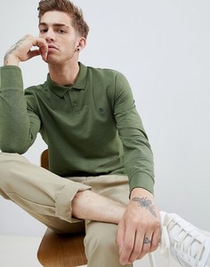 Зеленое меланжевое поло из пике с длинными рукавами и маленьким логотипом Original Penguin - Зеленый