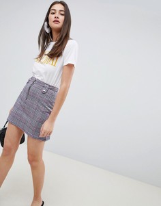 Юбка в клетку с молнией Brave Soul - Красный