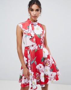Короткое приталенное платье с оборками Ted Baker - Мульти