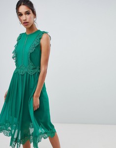 Кружевное платье миди с оборками Ted Baker Porrla - Зеленый