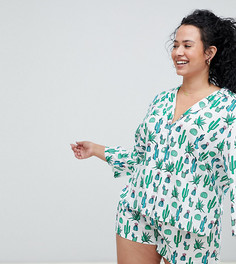 Классическая пижама с шортами из 100% модала с принтом ASOS DESIGN Curve - Мульти