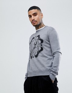 Серый джемпер с логотипом на груди Versace Jeans - Серый