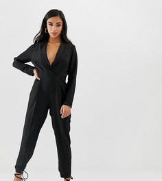 Комбинезон в стиле смокинга ASOS DESIGN Petite - Черный