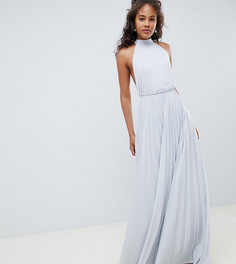 Плиссированное платье макси с высоким воротником ASOS DESIGN Tall - Зеленый
