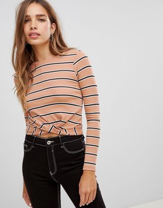 Топ в полоску с перекрученной отделкой New Look - Рыжий
