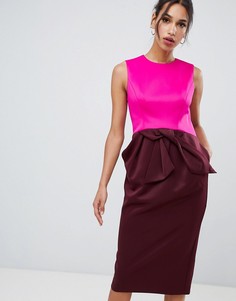 Платье миди с контрастным бантом Ted Baker - Розовый