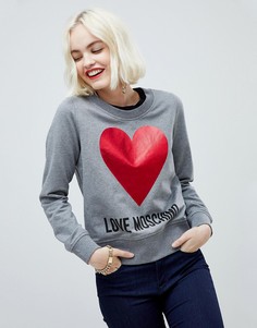 Свитер с отделкой в виде сердца Love Moschino - Серый