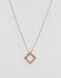 Ожерелье с квадратной подвеской цвета розового золота Icon Brand - Золотой