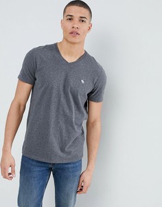 Темно-серая футболка с V-образным вырезом Abercrombie & Fitch Pop Icon - Серый