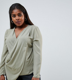 Топ с запахом и глубоким вырезом ASOS DESIGN Curve - Зеленый